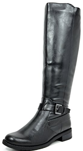 TOETOS SANCHEZ Women's Fashion Daily Casual Knee-High Buckle Lady Winter Riding Boots BLACK SIZE 9