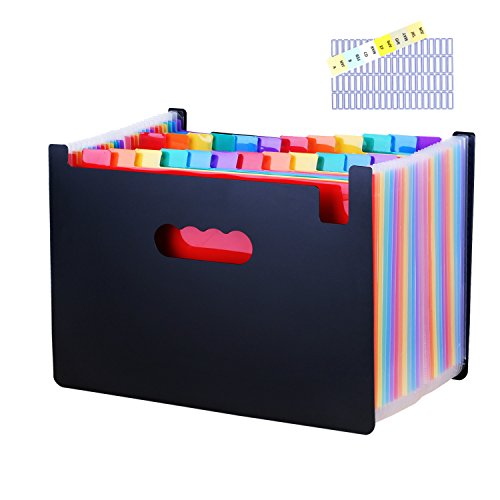 Large Capacity 24 Pockets Expanding File Folder with Index Tabs by Uni Collection, Bonus