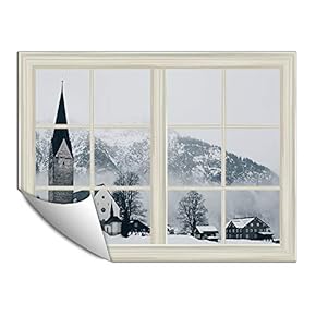 Wall Paper Small Wall Mural Snowscape Out of The Window Wall Art Removable Wall Decoration for Bedroom Living Room - 24x32 inches