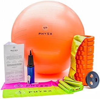 PHYSX All-in-One Physical Therapy Kit ● Foam Roller ● 2 6ft High-Strength Resistance Bands ● Anti-Burst 65cm Exercise Ball with Pump ● Free 3 Phase Rehab Prgrm included ● 100% Money Back Guarantee