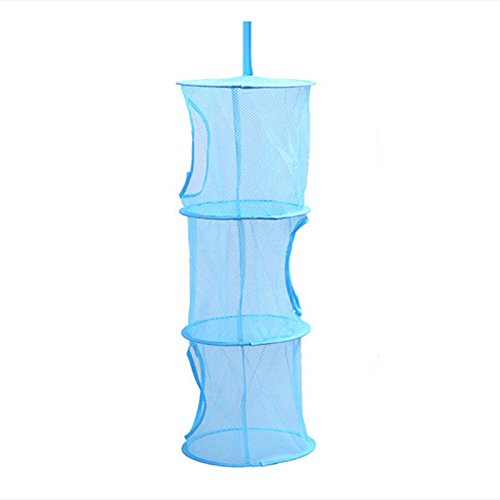 AlexGT Hanging Storage Net 3 Tiers Portable Foldable Mesh Bag Bedroom Wall Door Closet Kids Toys Organizer Laundary Basket Hanging Shelves Pockets