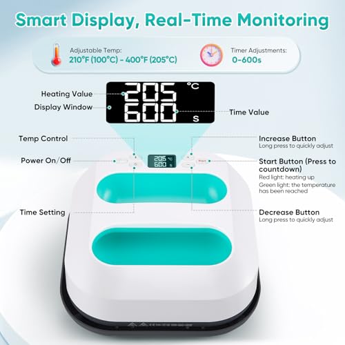 Hot Press for T-shirts, Portable Heat Press Machine, Thermal Printer Machine for Fabrics, Bags, Cushions, Hats Projects with Heat Transfer Vinyl for Crafts Clothes Hats
