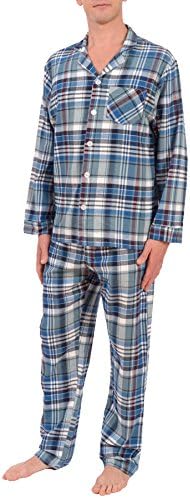 Platinum Men's Flannel Pajama Set (Small, Light Blue Plaid)