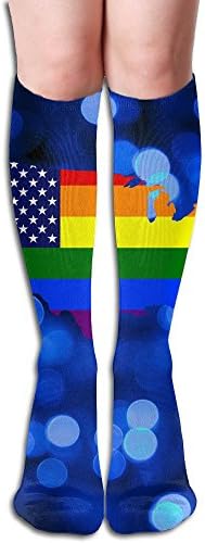 The Rainbow Equality Map-USA Womens Winter Compression Performance Knee High Socks For Women