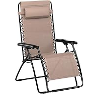 YUEBO Zero Gravity Chair Folding Recliner Chair, Textoline Lawn Recliner Sun Lounger with Adjustable Pillow for Indoor & Outdoor