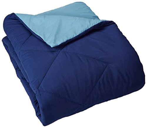 AmazonBasics Reversible Microfiber Comforter - King, Navy Blue