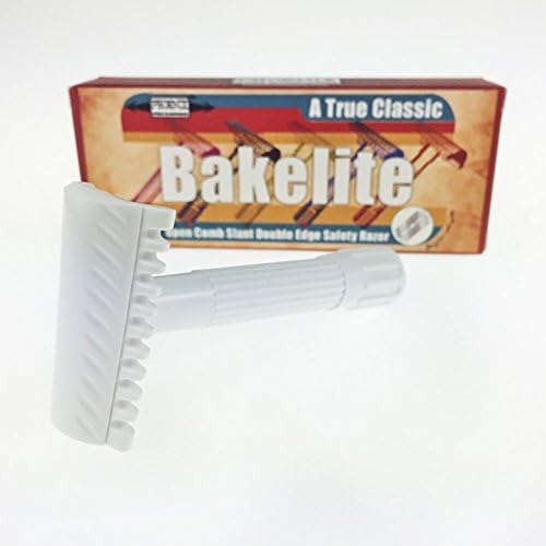 Phoenix Bakelite Open Comb Slant Safety Razor - White