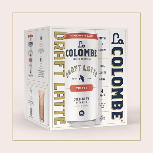 LA COLOMBE TRIPLE DRAFT LATTE – 9 FL. OZ. 4 PACK – 100% ARABICA, SINGLE-ORIGIN, BRAZILIAN COLD BREW COFFEE WITH LACTOSE-FREE FOAMY MILK, PREMIUM COFFEE ON THE GO, 175MG NATURAL CAFFEINE