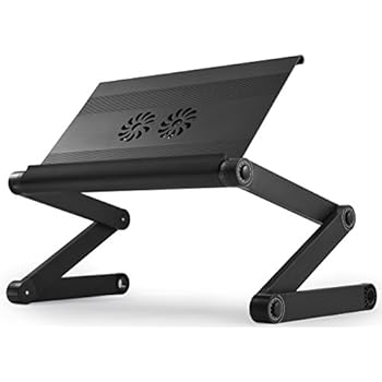 WorkEZ Executive Adjustable Ergonomic Laptop Cooling Stand Lap Desk for Bed Couch with 2 Fans & 3 USB Ports folding aluminum desktop riser tray height tilt angle portable macbook cooler cooling