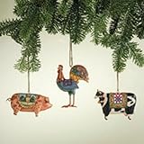 3-Piece Set Jim Shore Heartwood Creek Hanging Farm Animal Ornaments #4006319