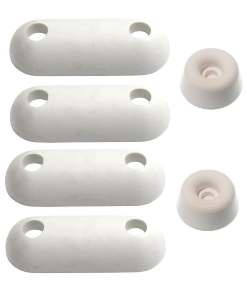 Merriway BH04469 (6 Pcs) Toilet WC Seat Buffer Set 4 x 60mm (2.1/2 inch) and 2 x 19mm (3/4 inch) Round White Rubber - Pack of 6 Pieces