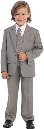 Avery Hill5-Piece Boy's 2-Button Suit Tuxedo 5 Colors: Black White Ivory Khaki Light Gray