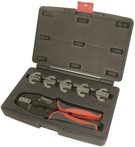 Astro Pneumatic 9477 7-Piece Quick Interchangeable Ratchet Crimping Tool Set - Crimper Is Easily Operated By Either Left Or Right Hand - Time Saving Tools Allows Faster Crimping Of Terminals And Wire