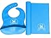 Premium Silicone Bib and Placemat with Pocket Set for Baby & Kids - Food Grade Silicone, Reusable, Dishwasher Safe (Blue)