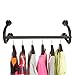 MyGift Modern Black Metal Clothes Rod Wall Mounted Hanging Garment Clothing Hanger Bar for Closet