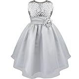 TIAOBU US Girls Sequined Flower Wedding Pageant Prom Ball Party Dress