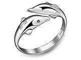 Jewelry Perfect shopping Women's Lovely Dolphin Ring 925 Sterling Silver Color Fashion Open Finger Rings