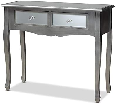 Amazon Com Baxton Studio Leonie Silver Finished Wood Mirrored