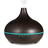 NexGadget Ultrasonic Aroma Essential Oil Diffuser - 300ML BPA Free Cool Mist Humidifier(Compatible with AC100-240V)with Auto Shut Off and Timer for Home,Office,Spa&More - Wood Grain