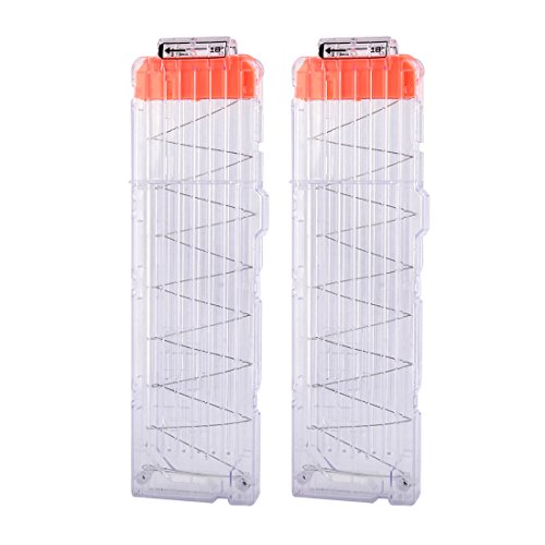 Magazine Clips, Yamix 2 Pack 18-Dart Quick Reload Clip Bullet Clips for nerf n strike elite blaster - Transparent
