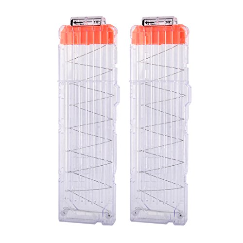 Magazine Clips, Yamix 2 Pack 18-Dart Quick Reload Clip Bullet Clips for nerf n strike elite blaster - Transparent