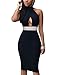 Lalagen Women's Halter Hollow Out Backless Midi Bodycon Club Dress