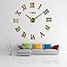 FASHION in THE CITY 3D DIY Mirror Surface Wall Clocks Creative Design Room Decorative Wall Watches (Gold)