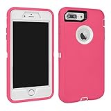 Maxcury Case for iPhone 7 Plus and iPhone 8 Plus, Shockproof Heavy Duty Three Layer Hybrid Sturdy Armor High Impact Resistant iPhone 7 Plus/8 Plus Protective Cover Case (Rose/White)