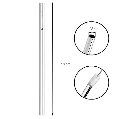 WMF Baric Strohhalm Edelstahl Set, 6 Trinkhalme gerade + Reinigungsbürste, umweltfreundlich, Strohhalm wiederverwendbar… – Bild 4