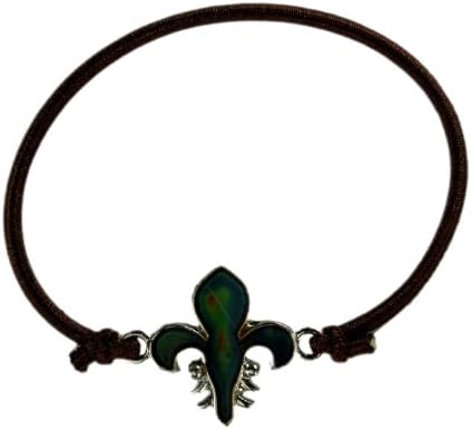 Fleur De Lis Charm Mood Bracelet - Brown Bracelet With Color Changing Mood Fleur De Lis - Fashion Jewelry