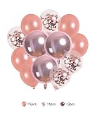 Rose Gold Confetti Balloons Set, Confetti Prefilled Solid Balloons 3 Foil Mylar Balloon Birthday Baby Bridal Shower Party Decorations Party Supplies For Engagement Wedding Kit(rosegold)