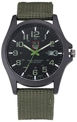 Big Toosvan Outdoor Date Stainless Steel Military Sports Analog Quartz Army Waterproof Wrist Watch Green