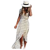 XILALU Women Sexy Summer Casual Evening Party Beach long Dress (XL, White)