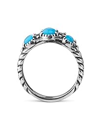 American West - Anillo de amistad de plata de ley con varias piedras preciosas, 8 colores diferentes, 3 piedras, tamaño 5 a 10