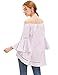 SheIn Women's Off The Shoulder Bell Sleeve Striped Blouse - Red Small