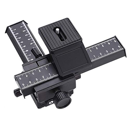 4-Way Macro Focusing Rail Slider, Photography Tripod Head Mount Bracket, 1/4 inch Thread, Camcorder Stabilizer