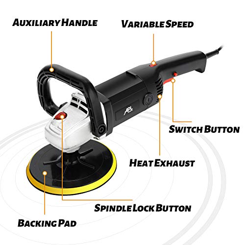 APLMAN 7inch Buffer Polisher,10A,6 Variable Speeds,Ideal for Car