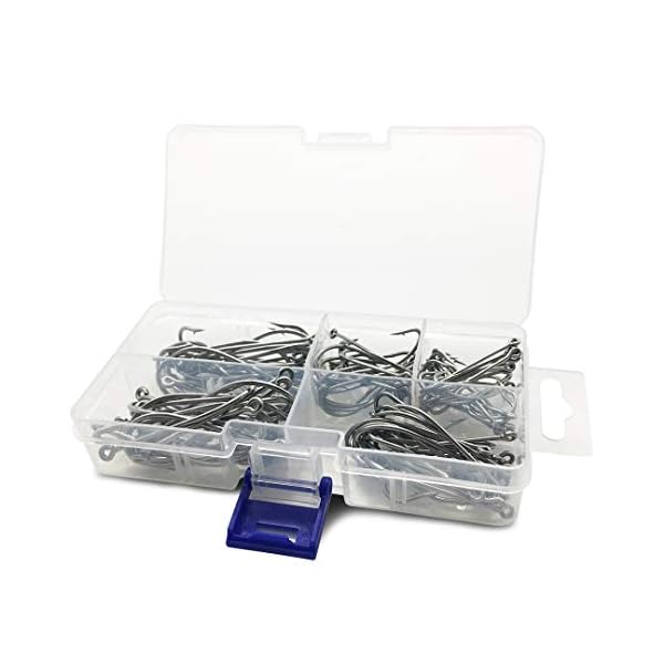 Yoto, 100 Stück 9255 O'shaughnessy Angelhaken, Edelstahl, geschmiedeter langer Schafthaken, extra stark für Salzwasser… – Bild 6
