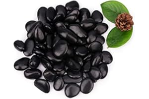 CFKJ [18 Pounds] Black Pebbles Aquarium Gravel River Rock, Natural Polished Decorative Gravel,Garden Outdoor Ornamental River Pebbles Rocks,Black Stones，Polished Gravel for Landscaping Vase Fillers (18.6)