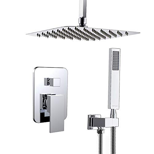 Esnbia Shower System, Ceiling Chrome Shower Faucet Set with High Pressure 10" Rain Shower Head Set for Bathroom All Metal All Meta（Rough in Valve Include） - Thumbnail 7