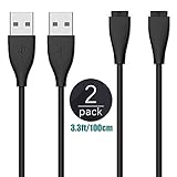 2-PACK Fitbit Charge HR Charging Cable With Screen Protector Extra Long (3.3ft), TUSITA Replacement USB Charge Wire cord For Fitbit Charge HR