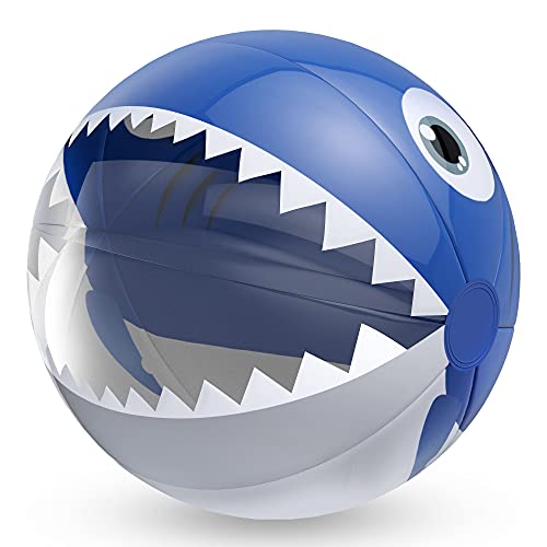 Wenlenie Kids Shark Beach Ball Inflatable Pool Toy, 16" Beach Ball