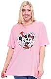 Disney Plus Size Women's T-Shirt Minnie & Mickey Mouse Graphic Print (Pink, 1X)