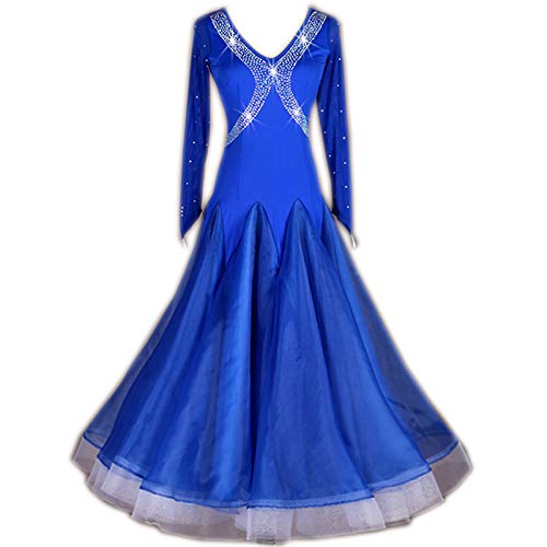 発表会ワルツドレス パーティーダンス発表会ワンピースドレス Garudaレディース社交ダンスドレス B07r3rwqh7 セミオーダー ブルー 2色 Medium 社交ダンス お買得