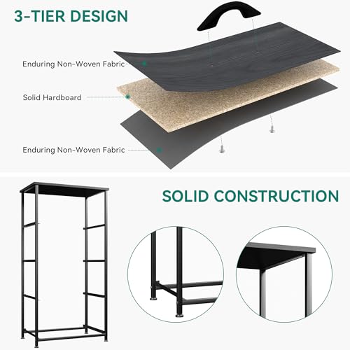 YITAHOME 4 Drawer Fabric Chest of Drawers Bedroom Storage Cabinet, Metal Frame, for Bedroom, Living Room, Black Wood Grain