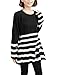 Allegra K Ladies Stripes Stretchy Ribbed Spring Tunic Knit Shirt M Black White