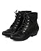 Breckelle BC45 Women Leatherette Oxford Almond Toe Lace Up Cuff Ankle Bootie - Black