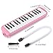 Piano 32 Key Melodica Musical Instrument for Music Lovers Beginners Gift with Carrying Bag Piano Sticker and Cleaning Cloth (Pink)