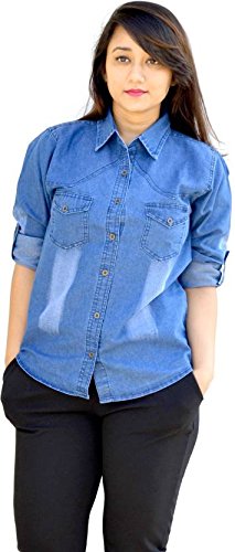 ladies denim shirts amazon