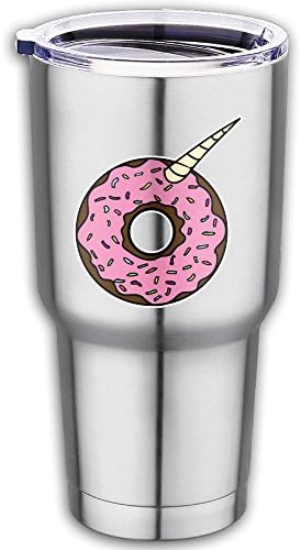 Funny Pink Donut Unicorn Fashion Portable Vacuum Insulated Stainless Steel Water Bottle Ice Drink Hot Beverage Cup For Office Car Home Insulated Tumbler Coffee Cup With Lid